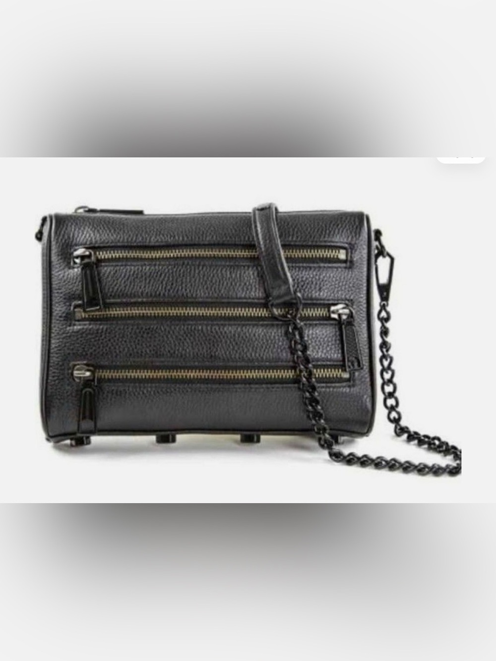 Rebecca Minkoff Black Leather Crossbody with Chain Detail
